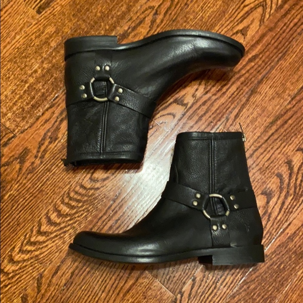 Frye Portia Black Harness Ankle Boot